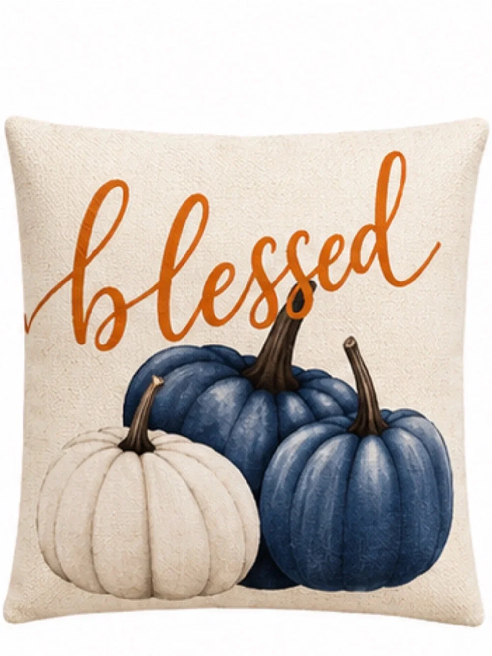 Fall & Autumn Navy Blue and cream 18×18 square Textured Pillow COVERS